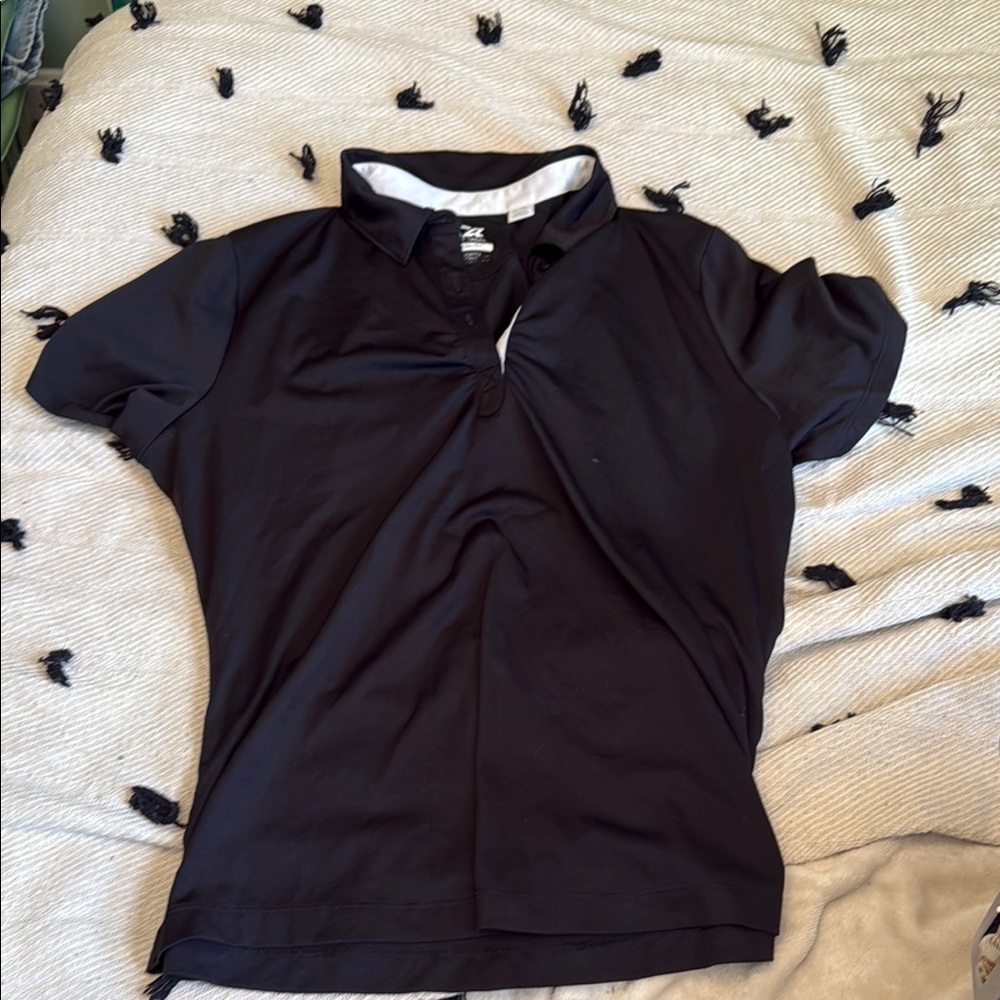 Black Fitted Polo Jersey with Short Sleeves